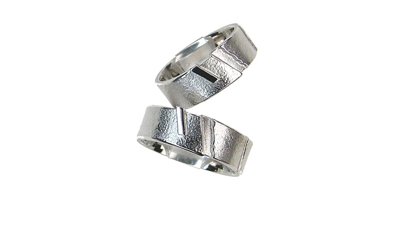 45097+45098-wedding rings, white gold 750